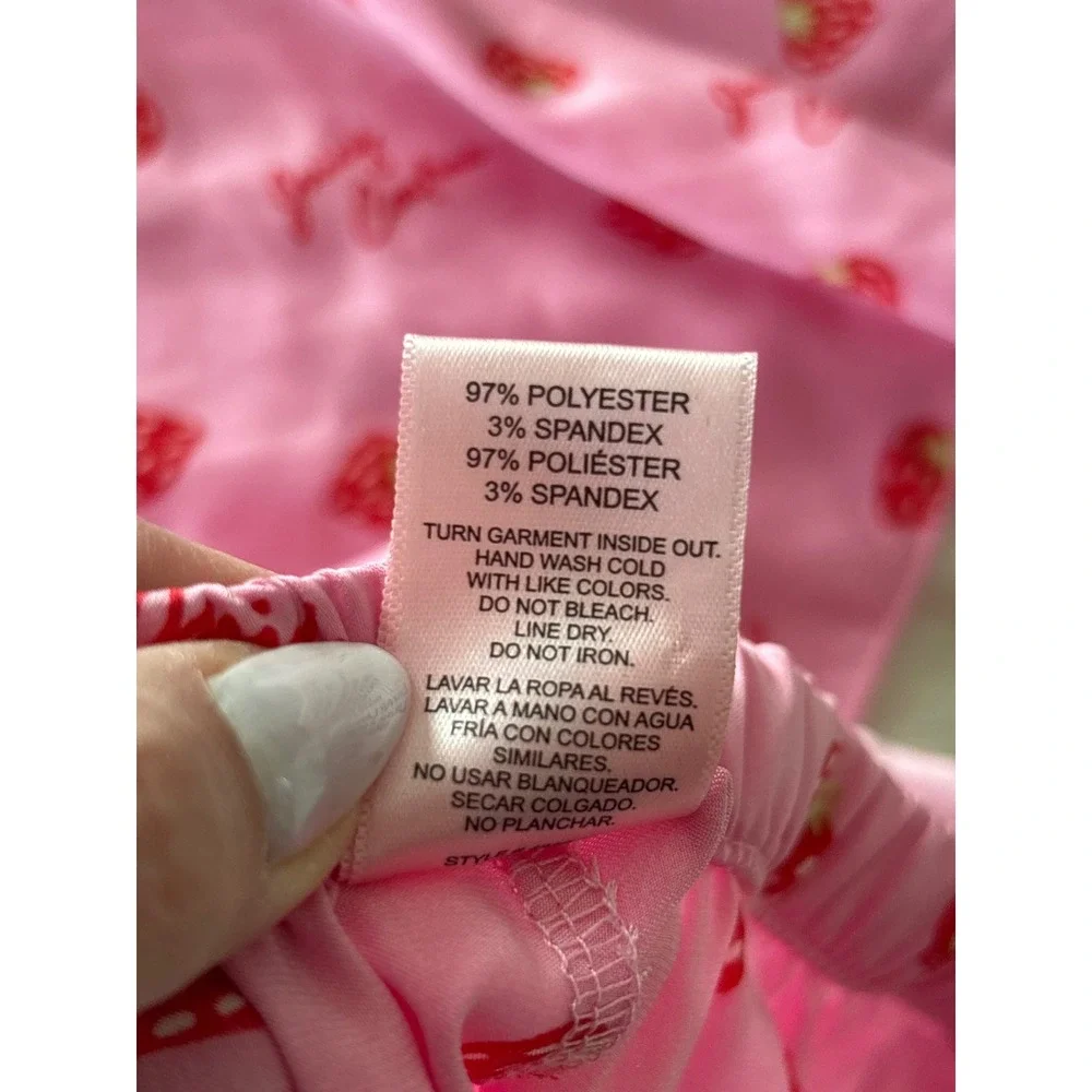 Juicy Couture Pink Strawberry Print Pajama Set Cami and‎ Shorts Large